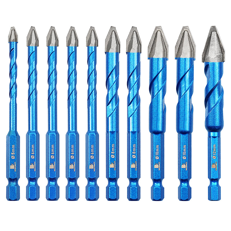 BRSCHNITT Carbide Tip Quick Shank Drill Bit Set 5-12mm for Wood Marble Plastic