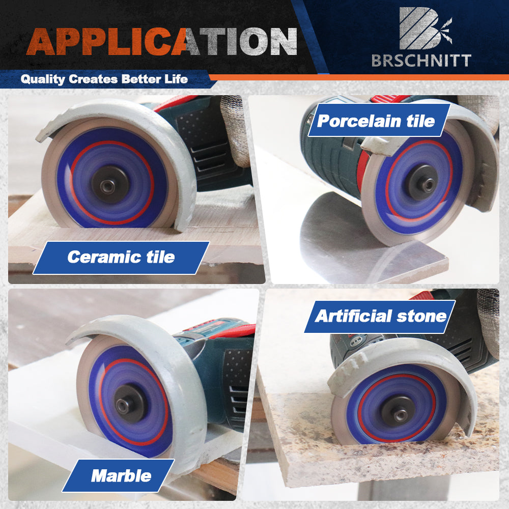 BRSCHNITT Dry & Wet Use Diamond Tile Saw Blade 75mm Continuous Rim Set for Ceramic Tile Marble Granite