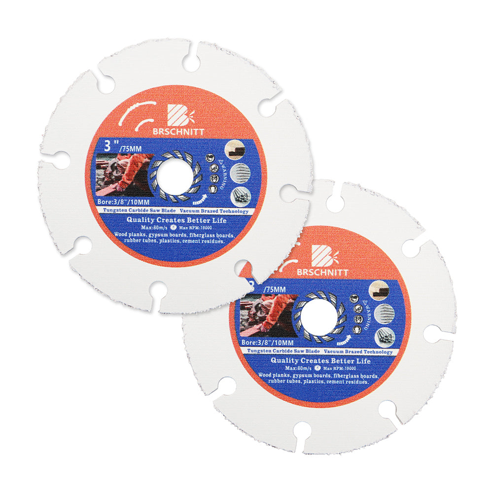 BRSCHNITT Vacuum Brazed Wood Cutting Disc 2/3/4/10 pcs Dia 3" for Wood Laminate Gypsum Board Plastic for Angle Grinder Saw Blade