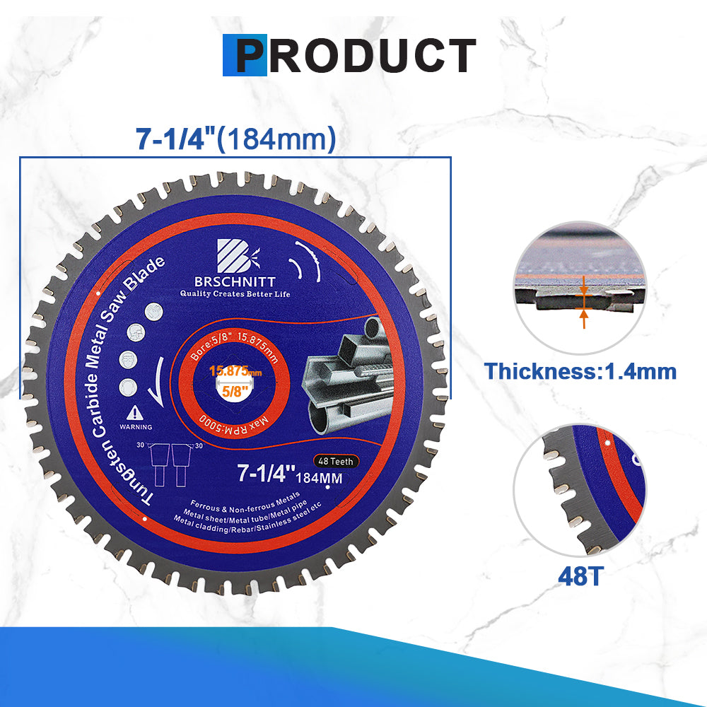 BRSCHNITT TCT Circular Saw Blade 165-365mm for Metal Pipe Cutting Stainless Steel Ferrous Materials