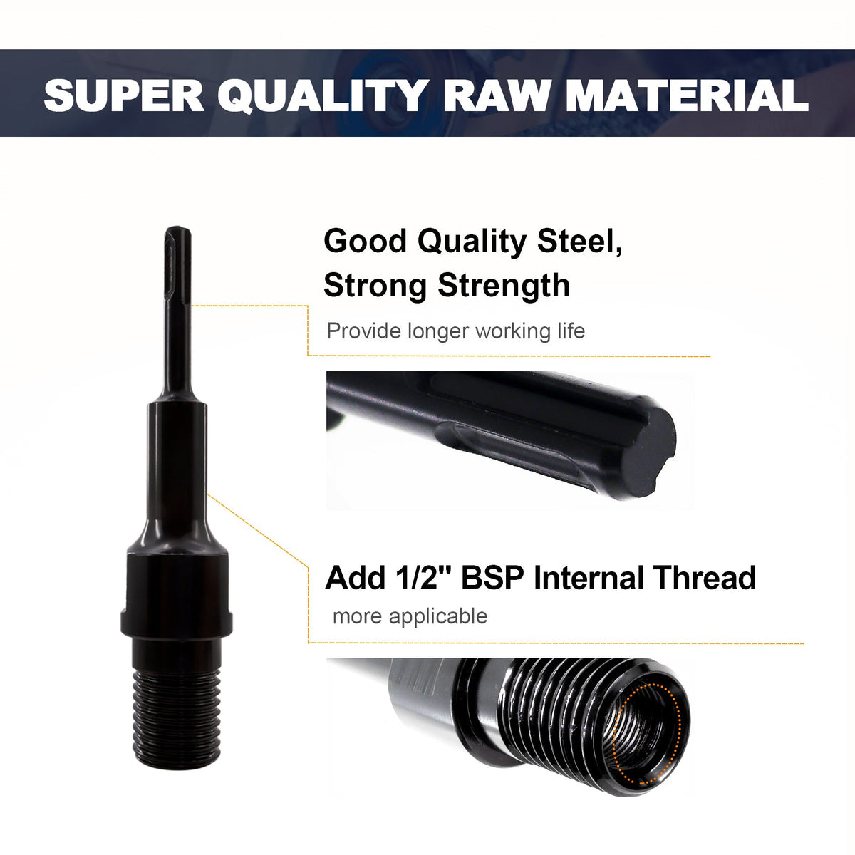 BRSCHNITT SDS Plus Shank Adapter with UNC Male Thread and 1/2" BSP Internal Thread for Hammer Drill