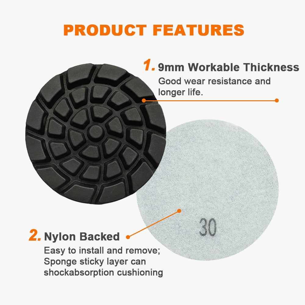 BRSCHNITT 6pcs Resin Bond Diamond Floor Polishing Pads 4" for Concrete Polishing