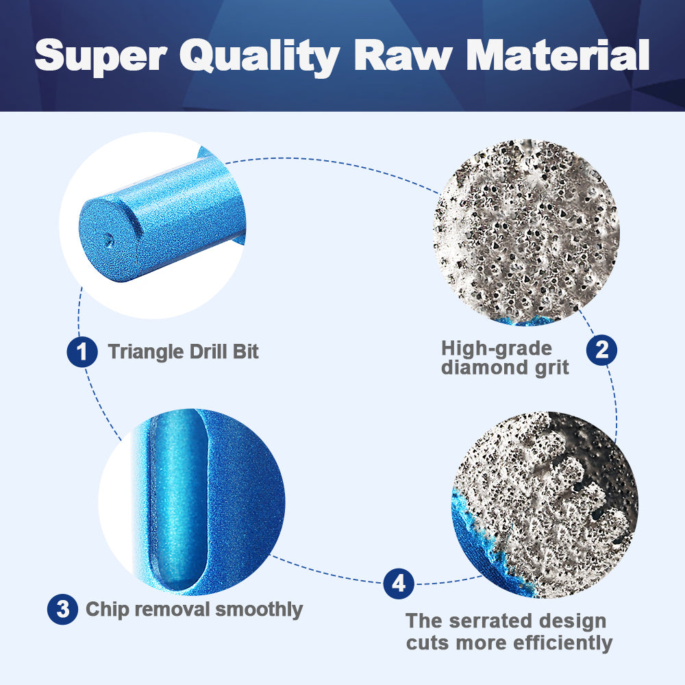 BRSCHNITT Triangle Shank Dry Diamond Core Drill Bit 20-65mm for Porcelain Tile Ceramic Granite Marble