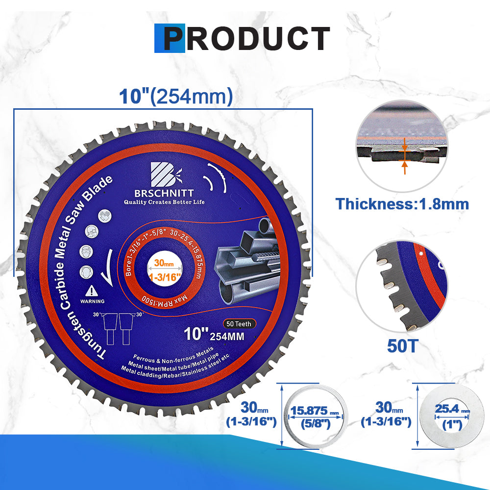 BRSCHNITT TCT Circular Saw Blade 165-365mm for Metal Pipe Cutting Stainless Steel Ferrous Materials