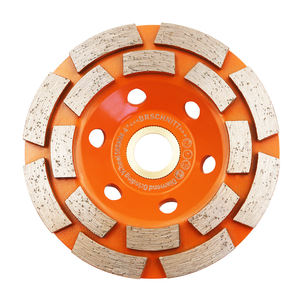 BRSCHNITT Diamant-Schleiftopfscheibe, gesintert, zweireihig, 1 Stück, Durchmesser 10,2 cm/11,4 cm/12,7 cm/17,8 cm, Polieren von Beton, Mauerwerk, Granit, Marmor