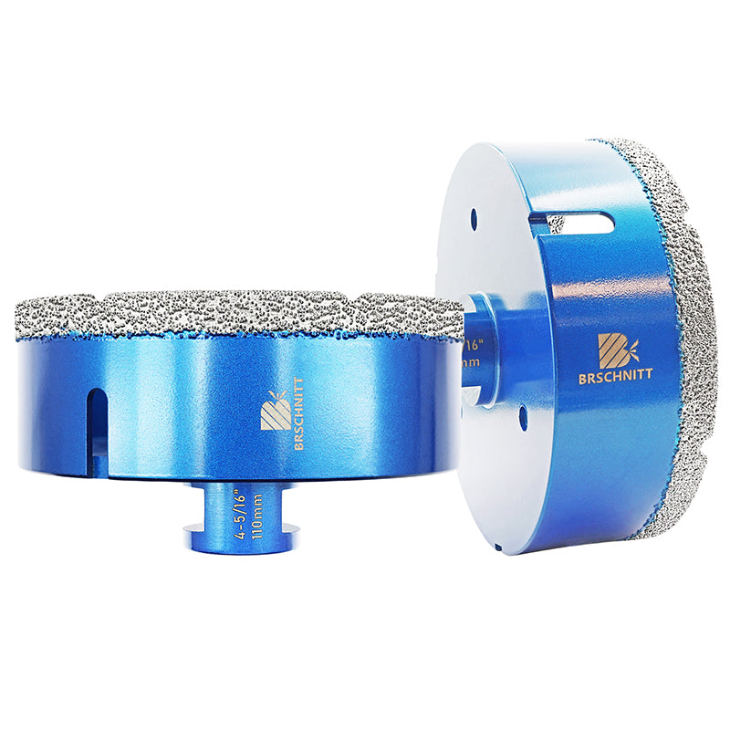 BRSCHNITT 5/8"-11 Thread Diamond Dry & Wet Hole Saw 1/4"-6" for Ceramic Porcelain Vacuum Brazed