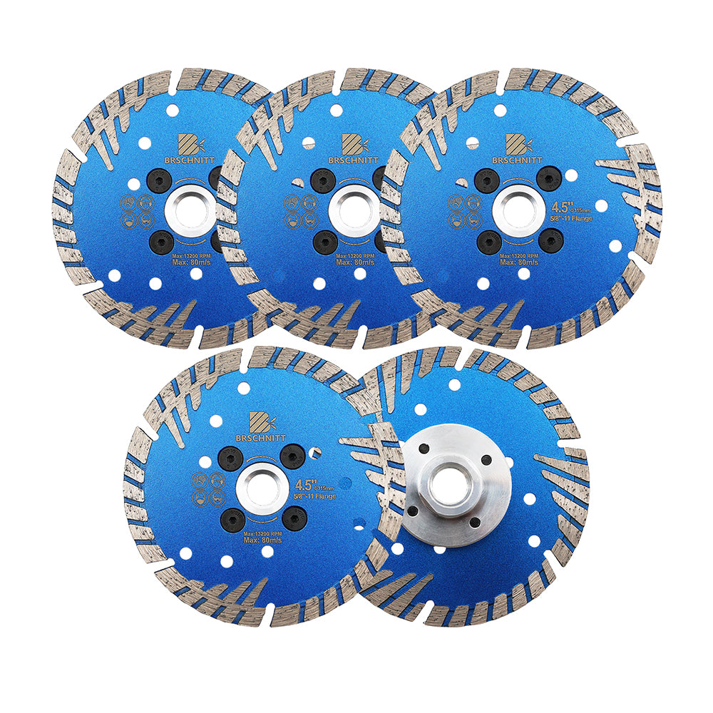 BRSCHNITT M14 & 5/8"-11 Thread Dry & Wet Use Diamond Cutting Disc Set 125mm for Concrete Granite Marble Tile