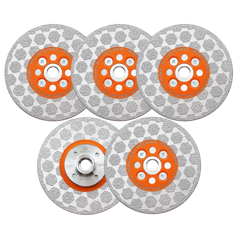 BRSCHNITT M14 & 5/8"-11 Diamond Cutting Grinding Disc 105-125mm for Granite Marble Concrete Tile