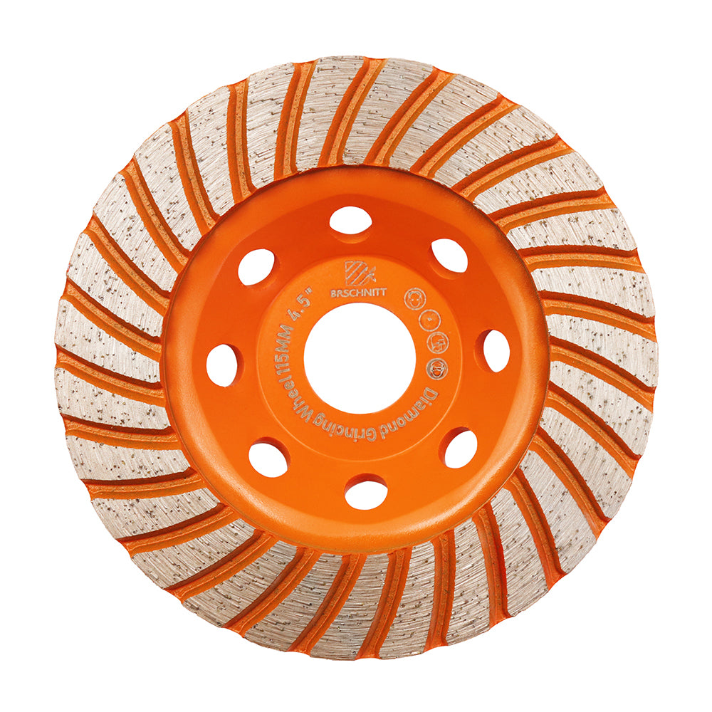 BRSCHNITT Diamant-Turbo-Schleiftopfscheibe, 1 Stück, Durchmesser 4"/4,5"/5"/7" zum Polieren von Beton, Mauerwerk, Granit, Marmor