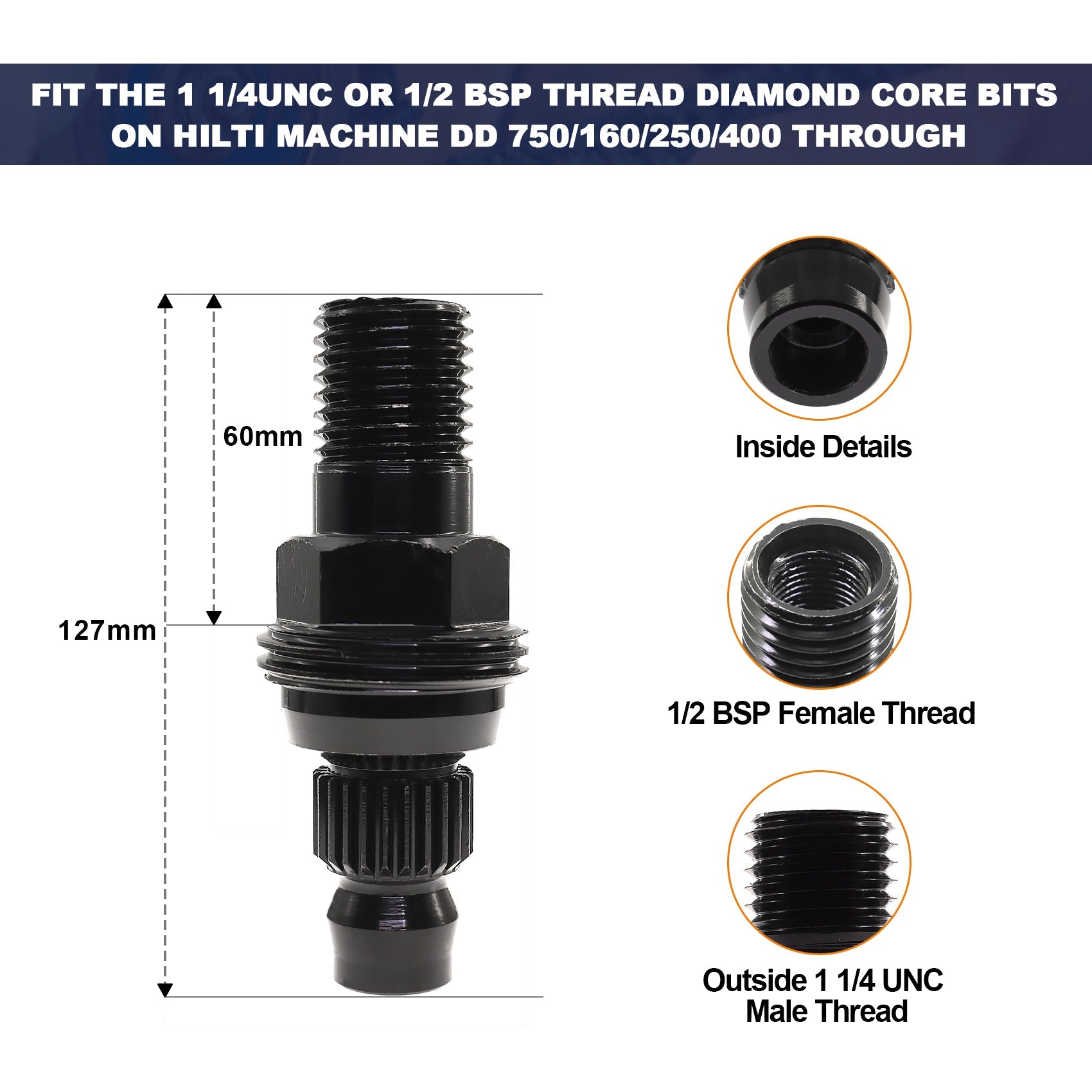 BRSCHNITT DIAMOND CORE DRILL DD-BU ADAPTER 1pc for connection for HILTI Hole Saw Machine DD750 DD160 DD250 DD400