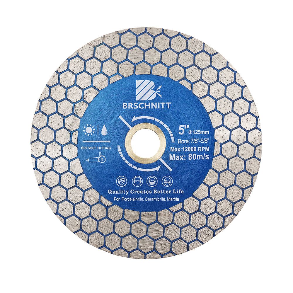 BRSCHNITT Diamond Hexagonal Double Sided Cutting Grinding Disc 125mm for Tile Marble Stone