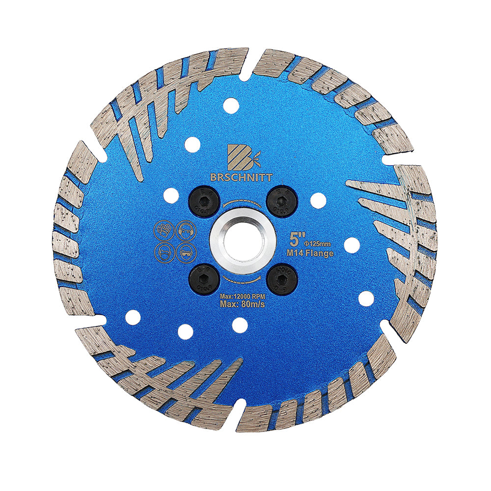 BRSCHNITT M14 & 5/8"-11 Thread Dry & Wet Use Diamond Cutting Disc Set 125mm for Concrete Granite Marble Tile