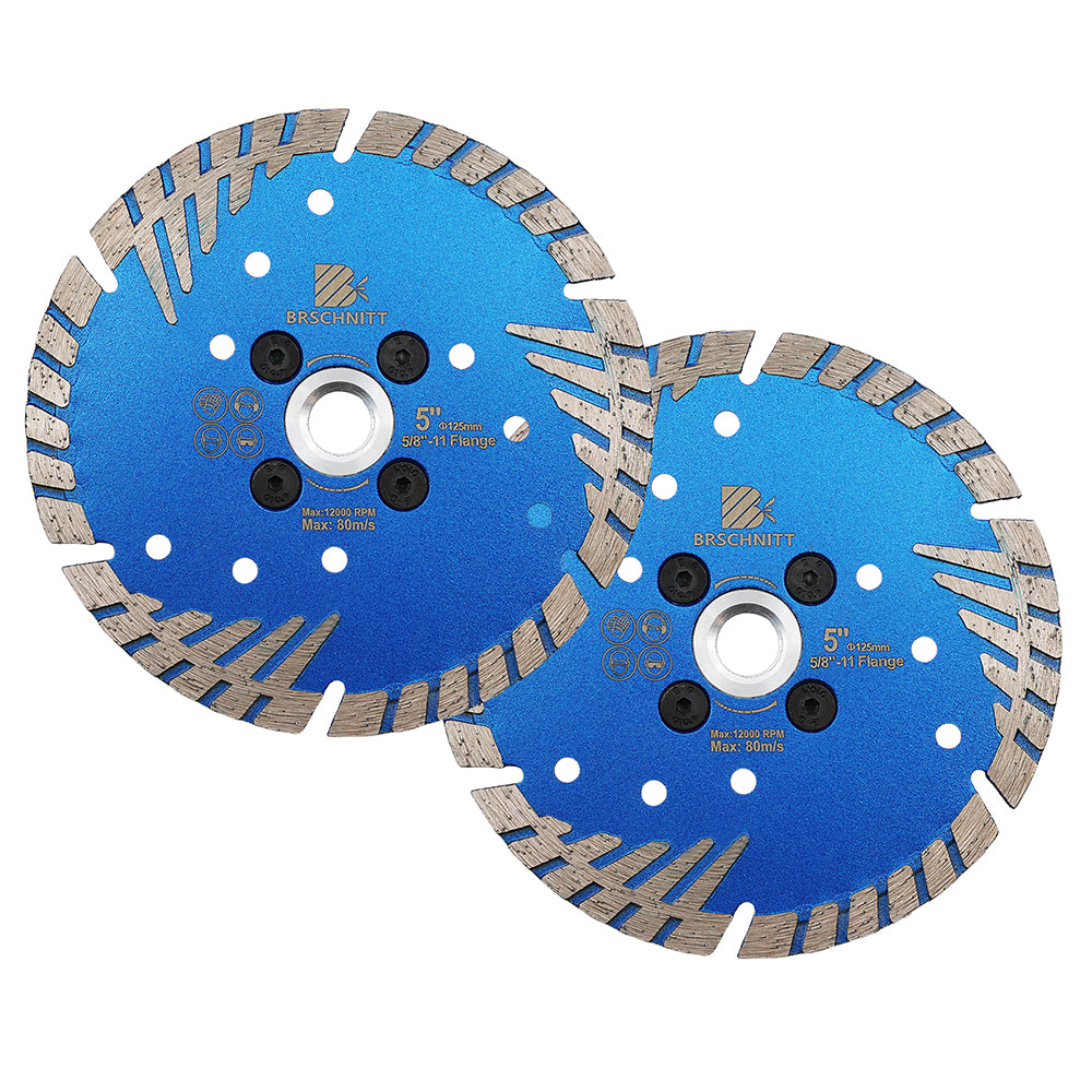BRSCHNITT M14 & 5/8"-11 Thread Dry & Wet Use Diamond Cutting Disc Set 125mm for Concrete Granite Marble Tile