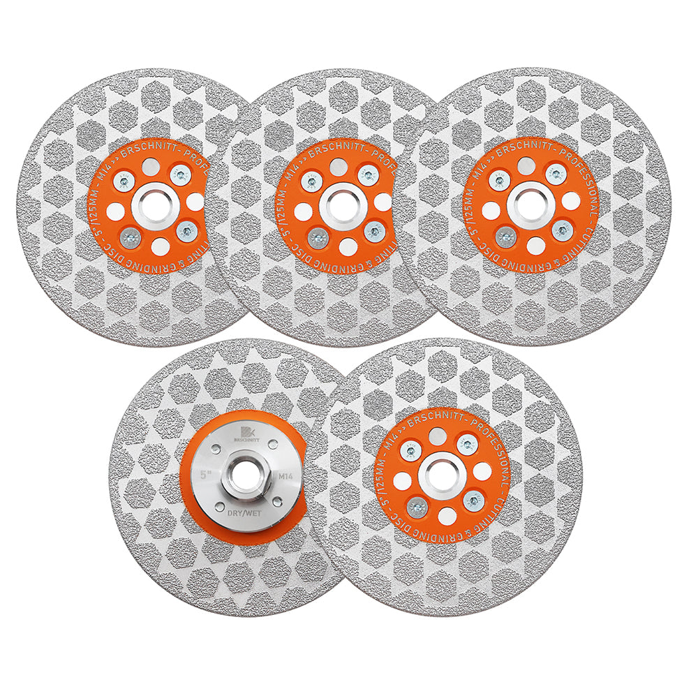 BRSCHNITT M14 & 5/8"-11 Diamond Cutting Grinding Disc 105-125mm for Granite Marble Concrete Tile