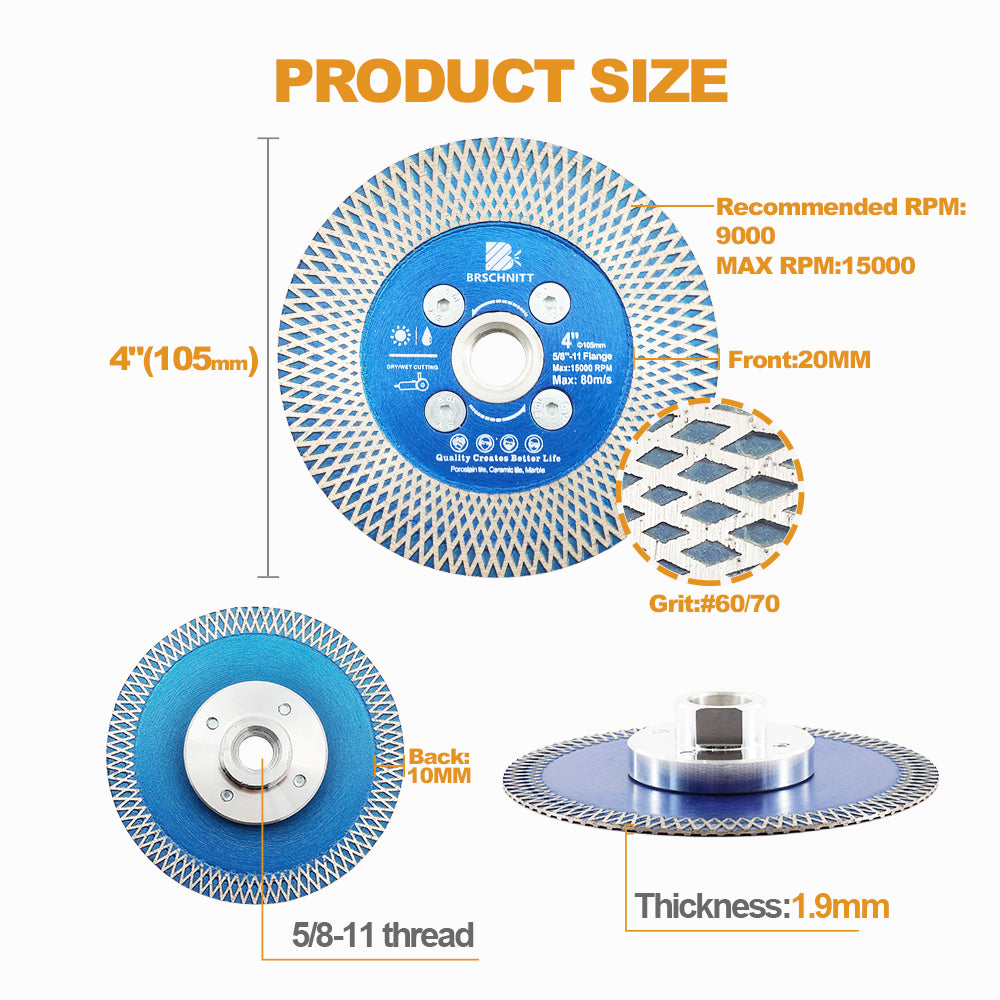 BRSCHNITT 4.5" Super Thin Diamond Cutting Grinding Disc For Ceramic Granite Marble