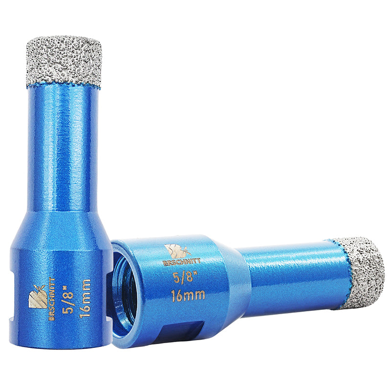 BRSCHNITT 5/8"-11 Thread Diamond Dry & Wet Hole Saw 1/4"-6" for Ceramic Porcelain Vacuum Brazed