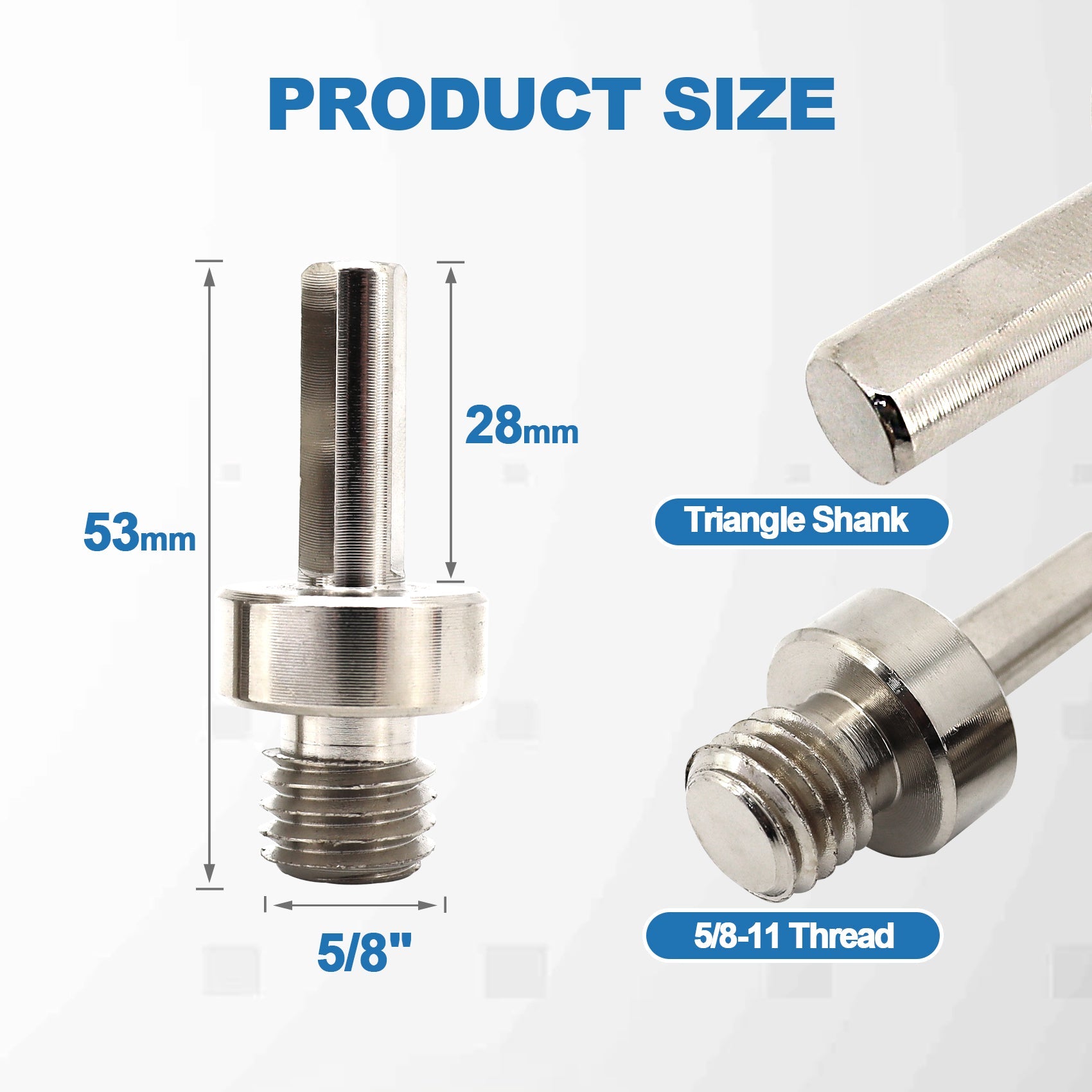 BRSCHNITT Diamond Drill Core Bits Adapter 5/8"-11 Male Thread to 3/8 Triangle Shank Good quality steel