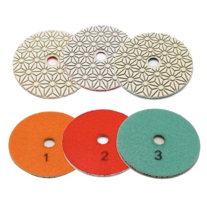 BRSCHNITT Dry & Wet 3-Step Diamond Polishing Pad Set for Granite Quartz Marble Stone Polishing