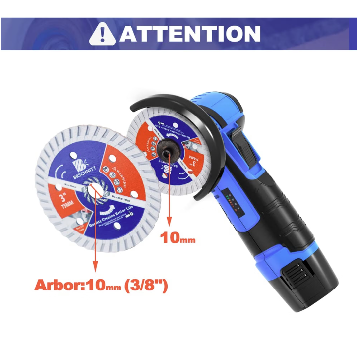 BRSCHNITT 75mm 3“ Diamond Saw Blade Set 4pcs with 10mm Arbor for Cutting Tile Stone Concrete Granite Marble