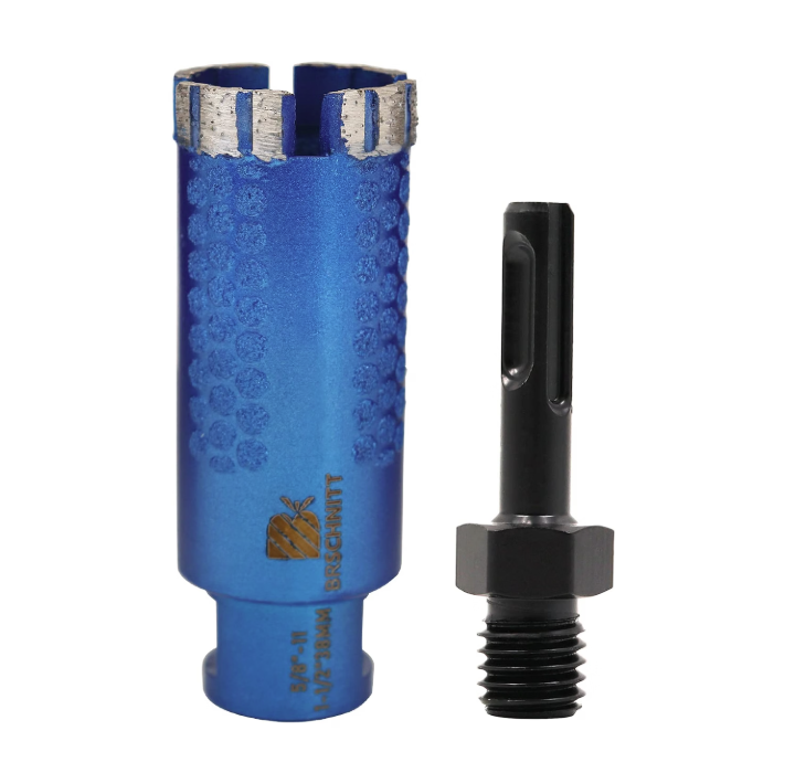 BRSCHNITT 1-1/2 Inch Laser Welded Diamond Core Drill Bit 5/8"-11 with Adapter for Granite Marble Concrete Stone