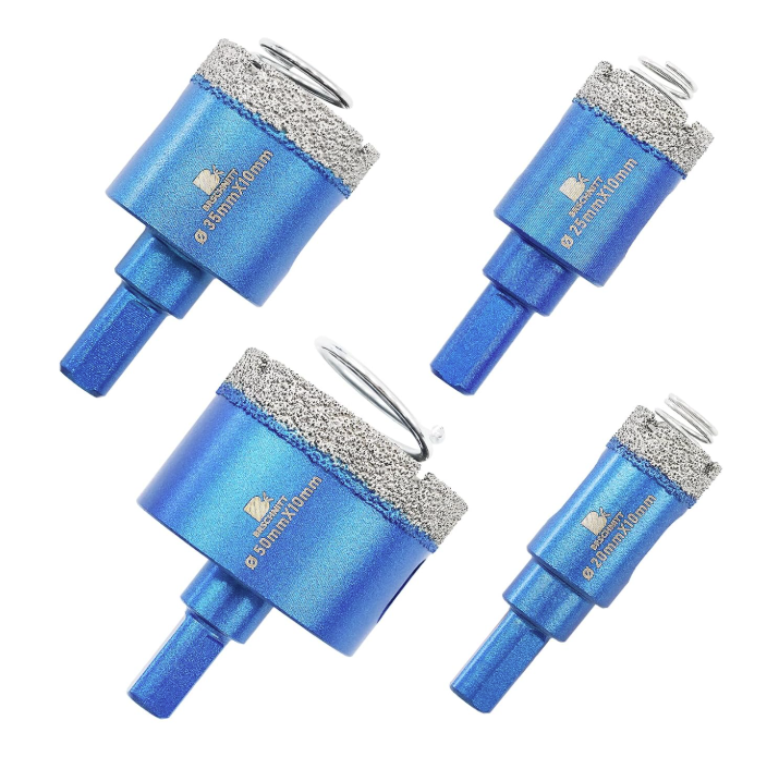 BRSCHNITT Triangle Shank Diamond Dry Hole Saw with Spring 20-65mm for Tile Granite Marble Stone