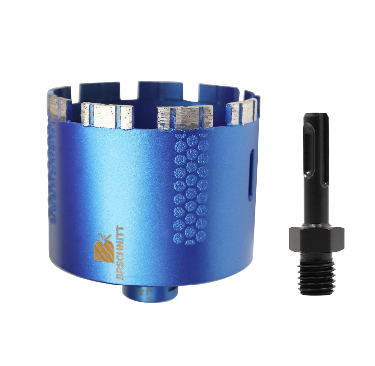 BRSCHNITT 1-1/2 Inch Laser Welded Diamond Core Drill Bit 5/8"-11 with Adapter for Granite Marble Concrete Stone