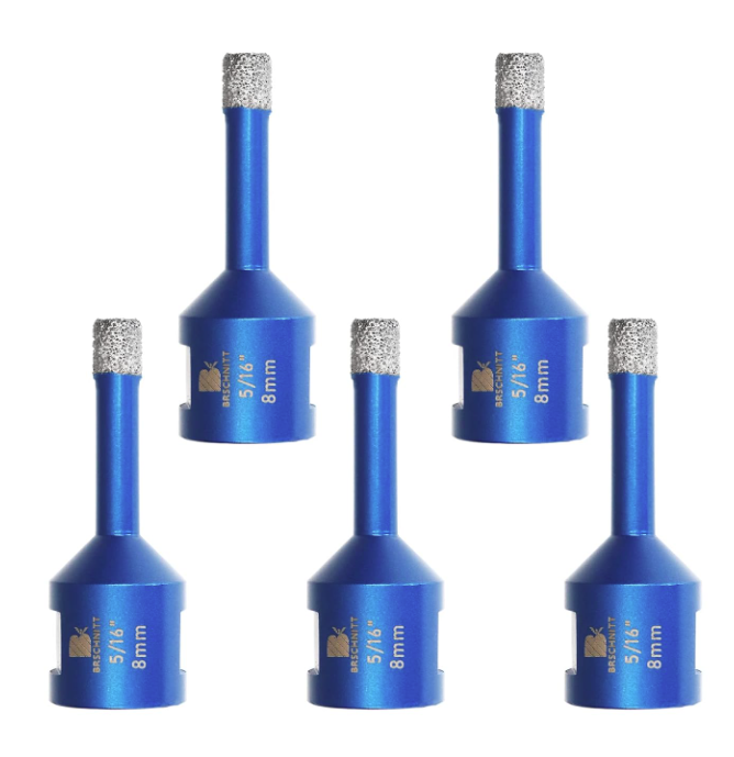 BRSCHNITT 5/8"-11 Thread Diamond Dry & Wet Hole Saw 1/4"-6" for Ceramic Porcelain Vacuum Brazed