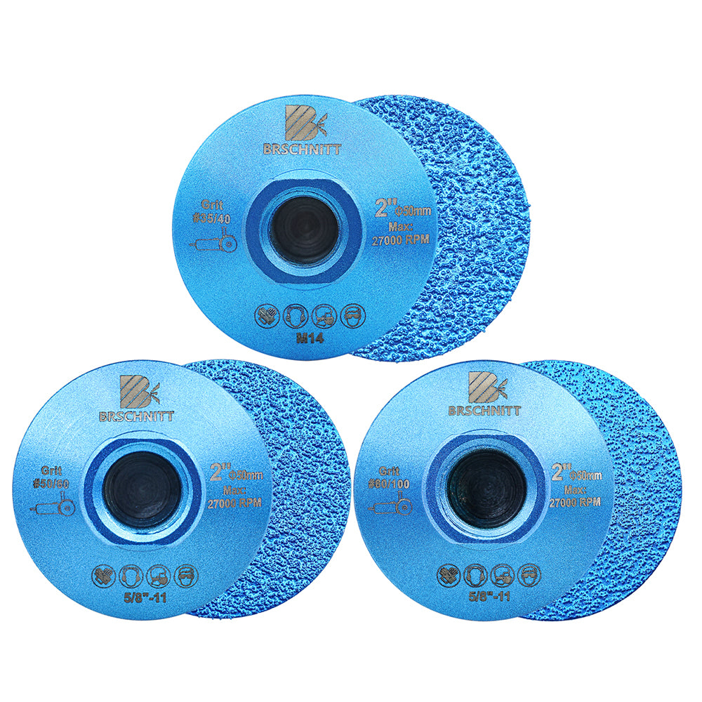 BRSCHNITT M14 & 5/8"-11 Diamond Flat Grinding Wheel 50mm for Rough Grinding Marble Quartz Granite