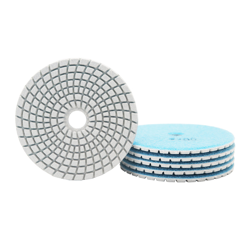 BRSCHNITT Lot de 6 tampons de polissage flexibles diamantés humides 4 pouces pour granit, marbre, céramique, pierre artificielle