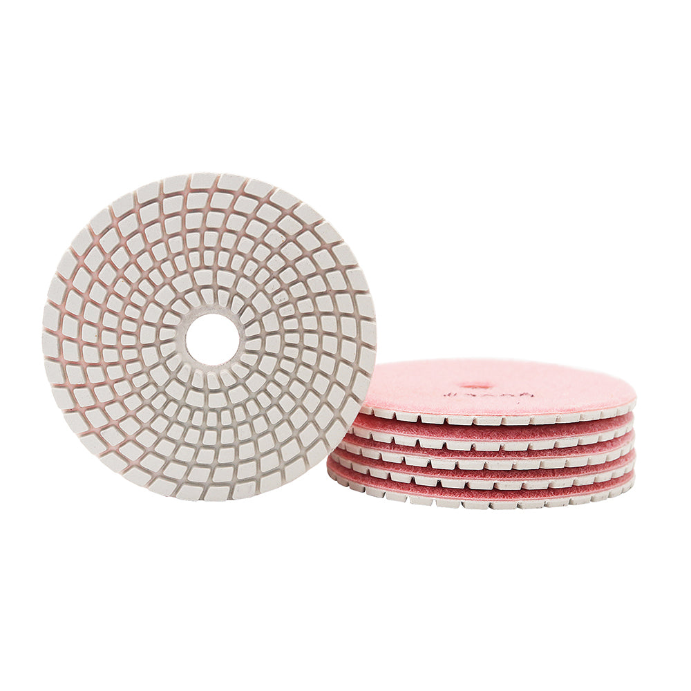 BRSCHNITT Lot de 6 tampons de polissage flexibles diamantés humides 4 pouces pour granit, marbre, céramique, pierre artificielle