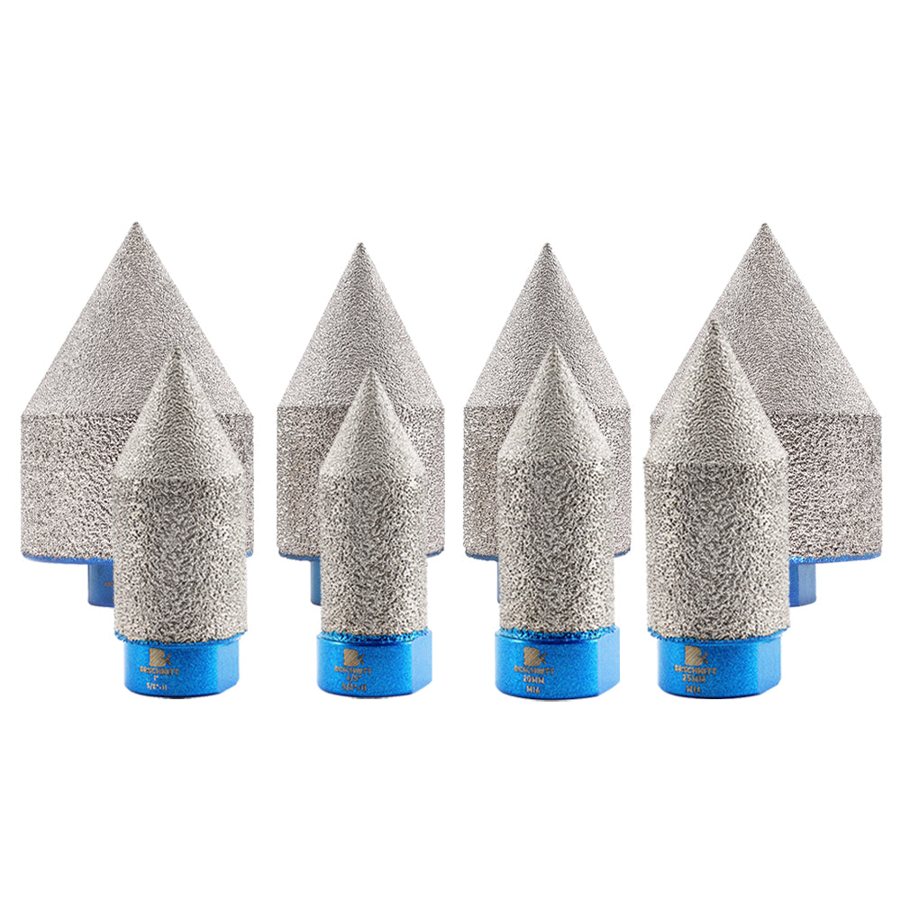 BRSCHNITT Diamant-Fasenfräser-Fingerbits, vakuumgelötet, 1 Stück, Durchmesser 20/25/35/50 mm, Formfräsen, Vergrößern von Fasenlöchern, Keramikfliesen, Granit
