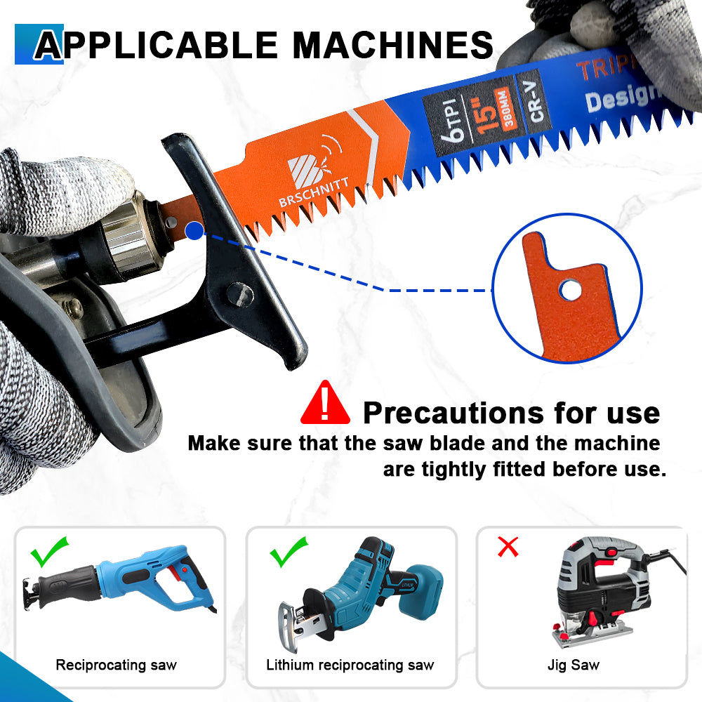 BRSCHNITT Japanese Tooth Reciprocating Saw Blade 230-300mm for Tree Trimming Wood Plastic Pipe