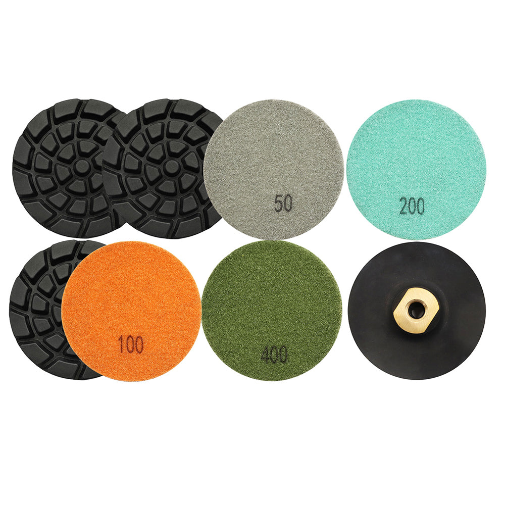 BRSCHNITT 6pcs Resin Bond Diamond Floor Polishing Pads 4" for Concrete Polishing
