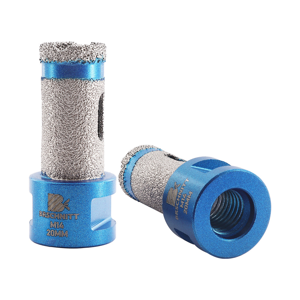 Foret diamanté BRSCHNITT 1 ou 2 forets de perçage et de fraisage pour trous de 20/25/35/50/68/75 mm de diamètre, pour agrandir le trou, pour porcelaine, céramique, carrelage, granit, marbre, pierre, filetage 5/8"-11 ou M14.