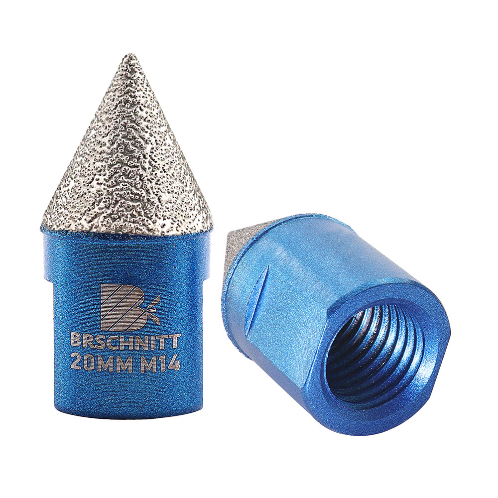 BRSCHNITT Diamant-Abschrägungsfräser, vakuumgelötet, 1 Stück, Durchmesser 20/35/50/82 mm, zum Vergrößern und Formen der Abschrägung vorhandener Löcher, Porzellan, Keramik, Fliesen, Marmor