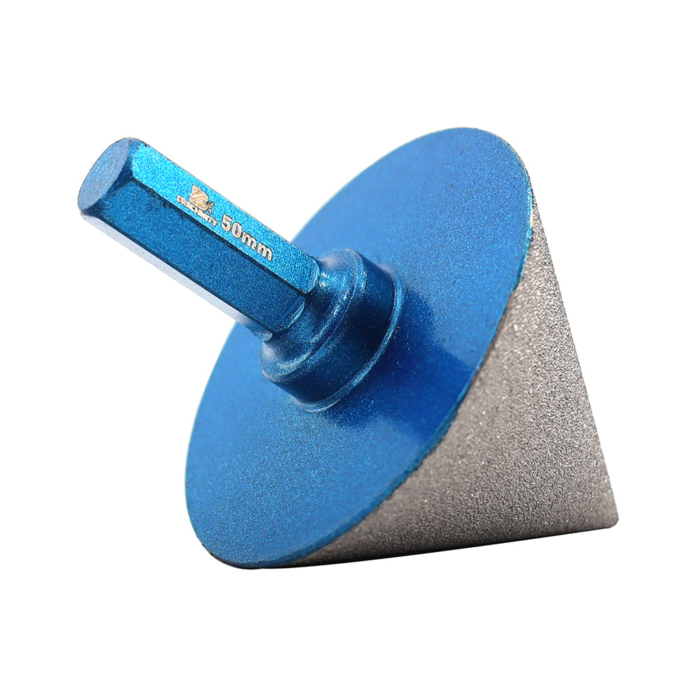 BRSCHNITT Diamant-Abschrägungsfräser, vakuumgelötet, 1 Stück, Durchmesser 50 mm, zum Vergrößern und Formen vorhandener Löcher, für Porzellan, Keramikfliesen und Marmor, Sechskantschaft