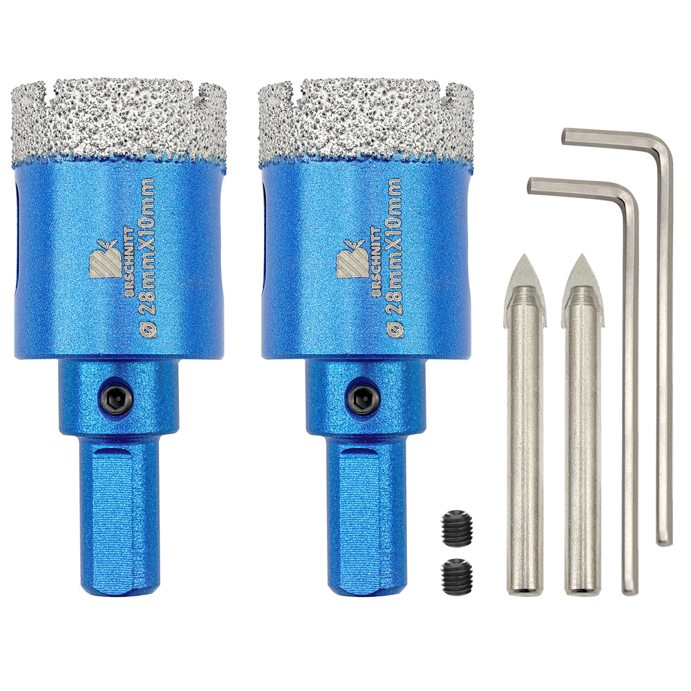 BRSCHNITT 1/2/3 Stück 20–68 mm vakuumgelöteter Bohrer mit Dreieckschaft und Positionsbohrer für Keramikfliesen, Marmor, Granit
