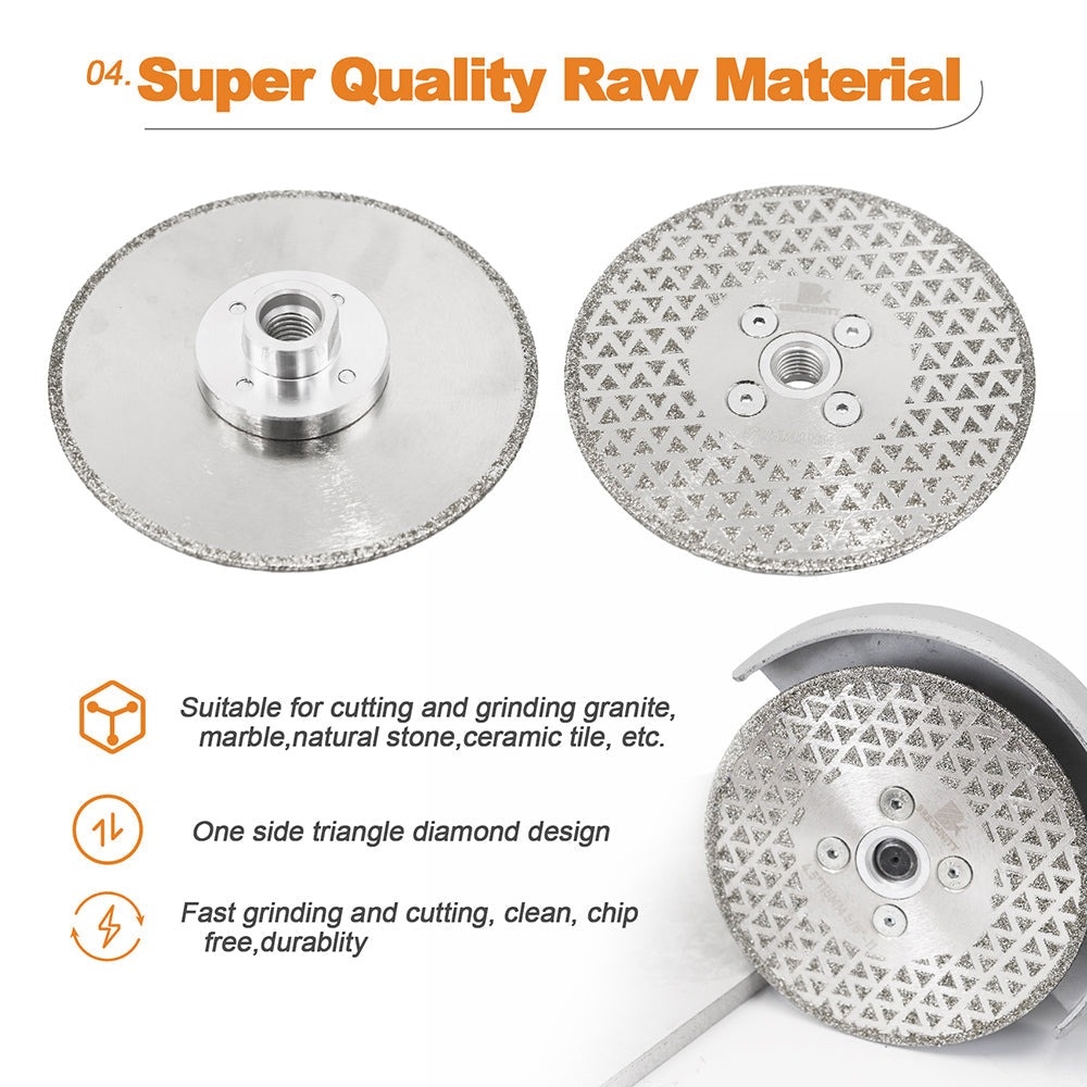 BRSCHNITT Dry & Wet M14 & 5/8"-11 Diamond Cutting Grinding Disc 115-125mm Granite Marble Tile Electroplated