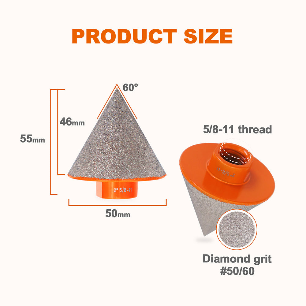 BRSCHNITT Diamond Beveling Chamfer Milling Bits Vacuum Brazed 1pc or 2pcs Dia 50mm Enlarging Shaping Beveling Existing Holes Tile Porcelain Ceramic