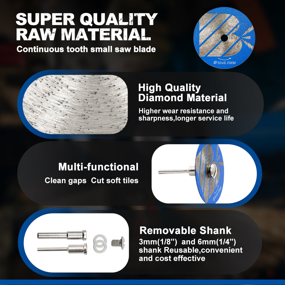 BRSCHNITT 5pcs Diamond Saw Blade Set 30-50mm Sintered Continuous Rim Cutting Disc for Tile Porcelain Ceramic