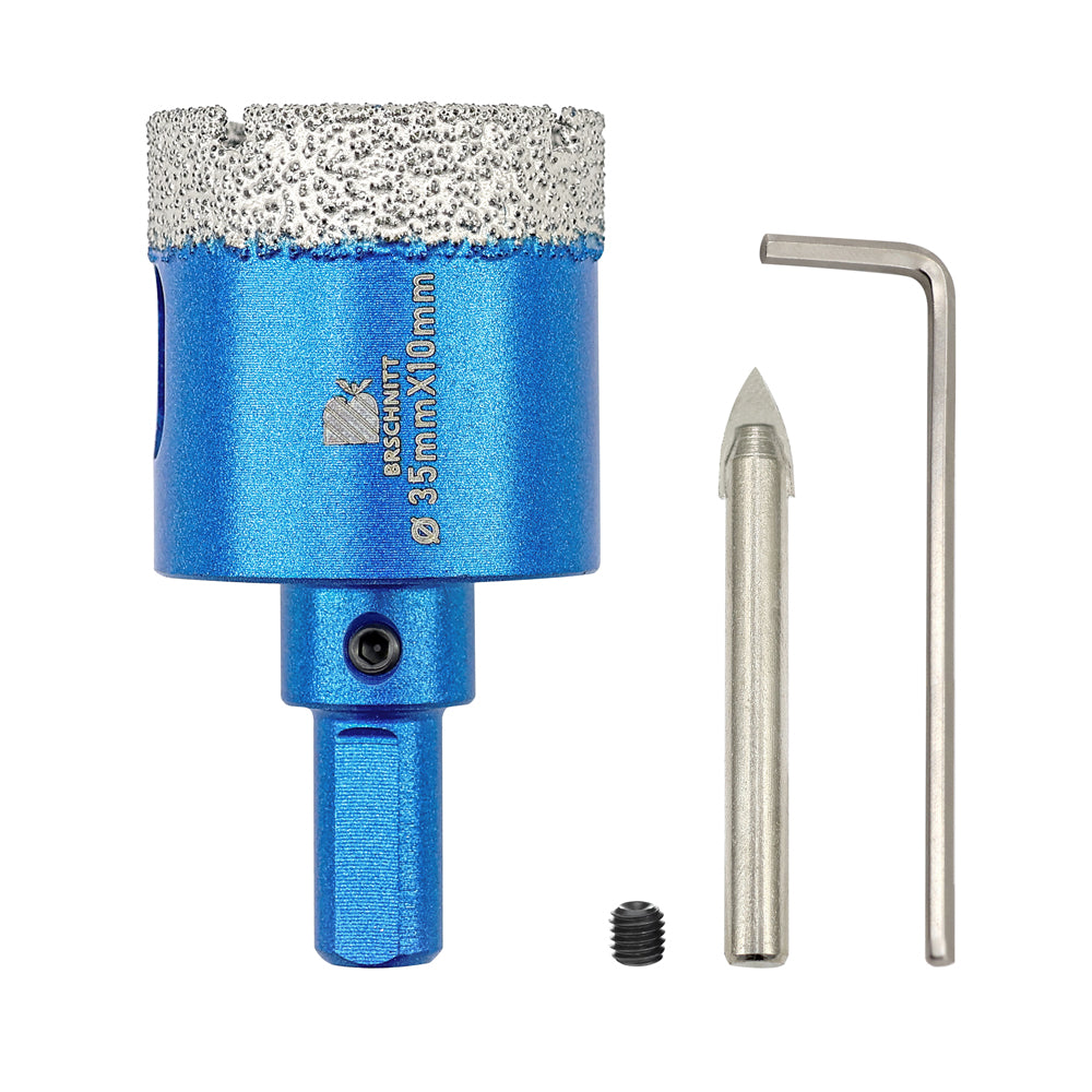 BRSCHNITT Triangle Shank Diamond Dry Hole Saw with Position Drill Bit 20-68mm for Ceramic Tile Vacuum Brazed