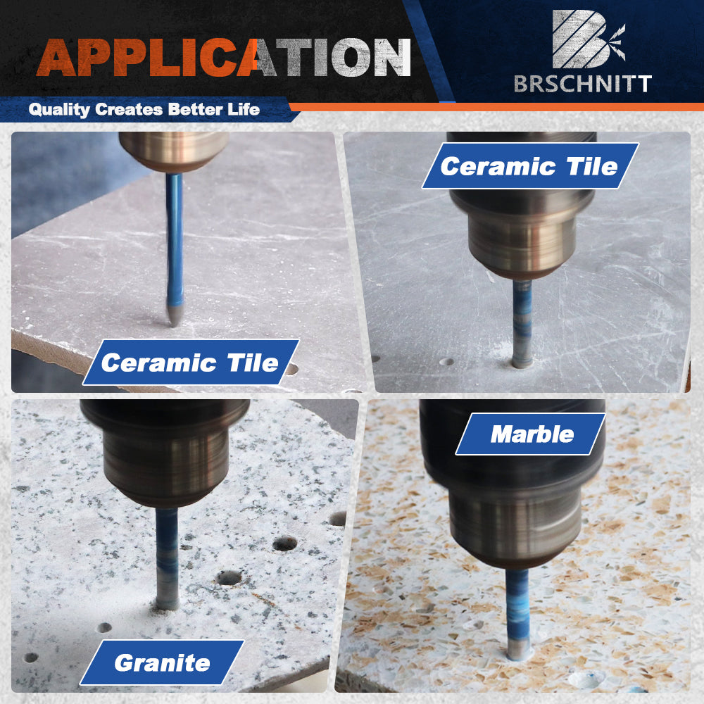 BRSCHNITT Carbide Tip Quick Shank Drill Bit Set 5-12mm for Wood Marble Plastic