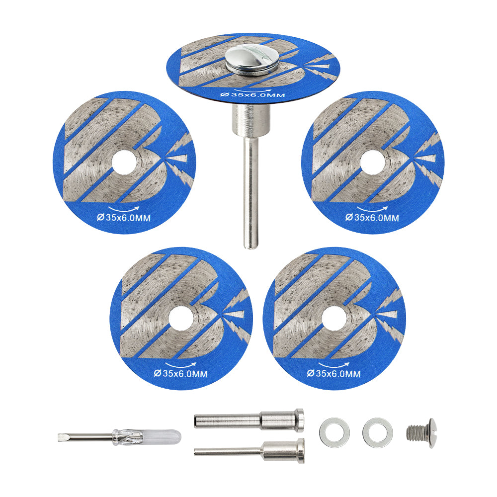 BRSCHNITT 5pcs Diamond Saw Blade Set 30-50mm Sintered Continuous Rim Cutting Disc for Tile Porcelain Ceramic