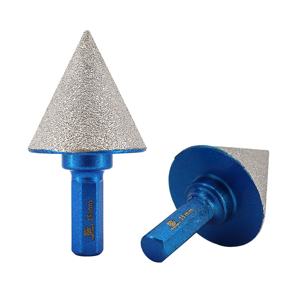 BRSCHNITT Diamant-Abschrägungsfräser, vakuumgelötet, 1 Stück, Durchmesser 20/35/50/82 mm, zum Vergrößern und Formen der Abschrägung vorhandener Löcher, Porzellan, Keramik, Fliesen, Marmor