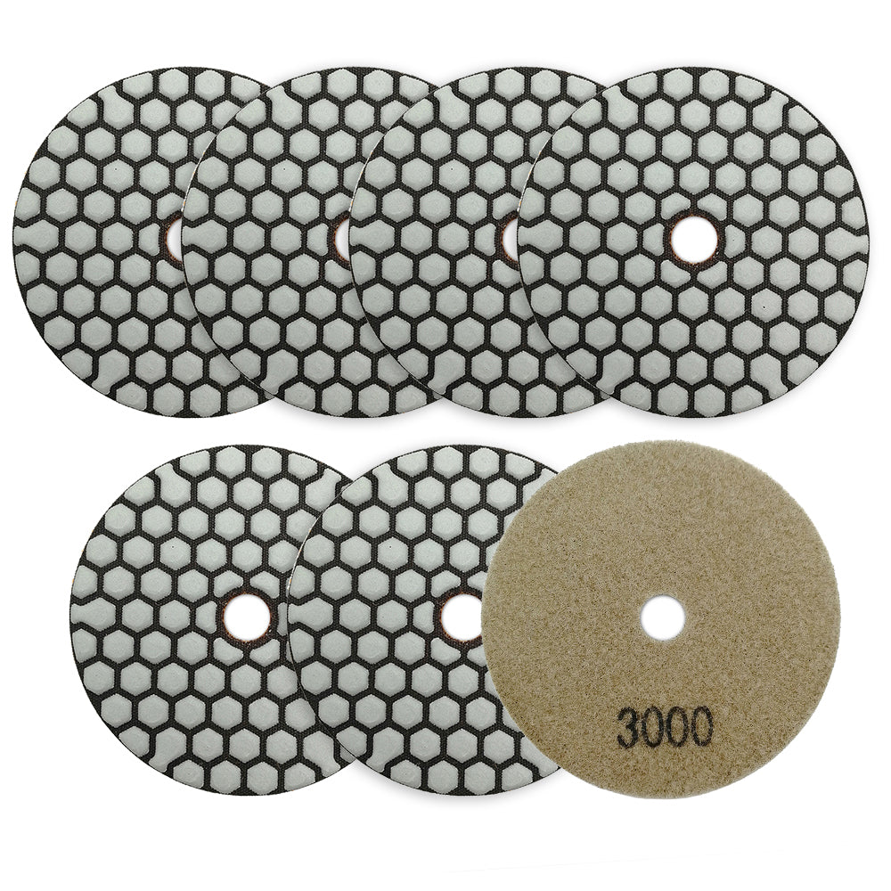 BRSCHNITT DDiamond Trockenpolierpads 4" 7 Stück/Set Polieren von Granit Marmor Keramik Kunststein Schleifscheibe
