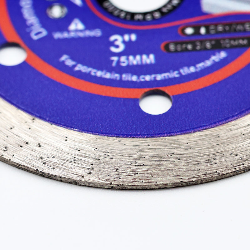 BRSCHNITT Dry & Wet Use Diamond Tile Saw Blade 75mm Continuous Rim Set for Ceramic Tile Marble Granite