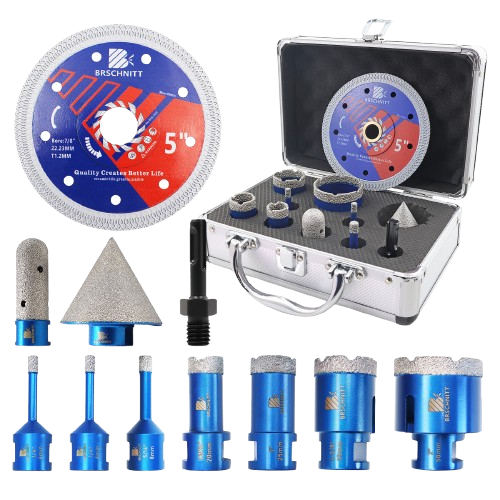 BRSCHNITT 10pcs 5/8“-11 Thread Diamond Drill Bit Set 6-100mm for Ceramic Tile Marble Granite
