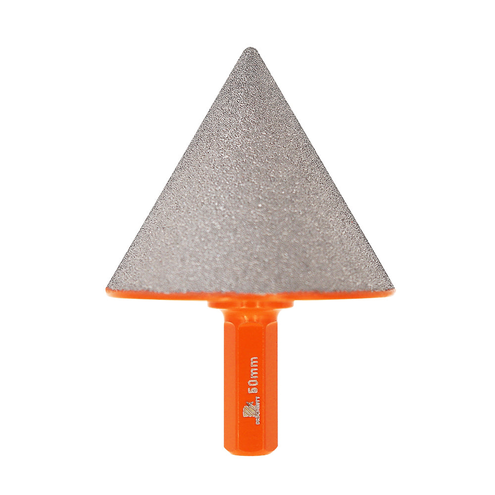 BRSCHNITT Diamant-Abschrägungsfräser, vakuumgelötet, 1 Stück, Durchmesser 50 mm, zum Vergrößern und Formen vorhandener Löcher, für Porzellan, Keramikfliesen und Marmor, Sechskantschaft
