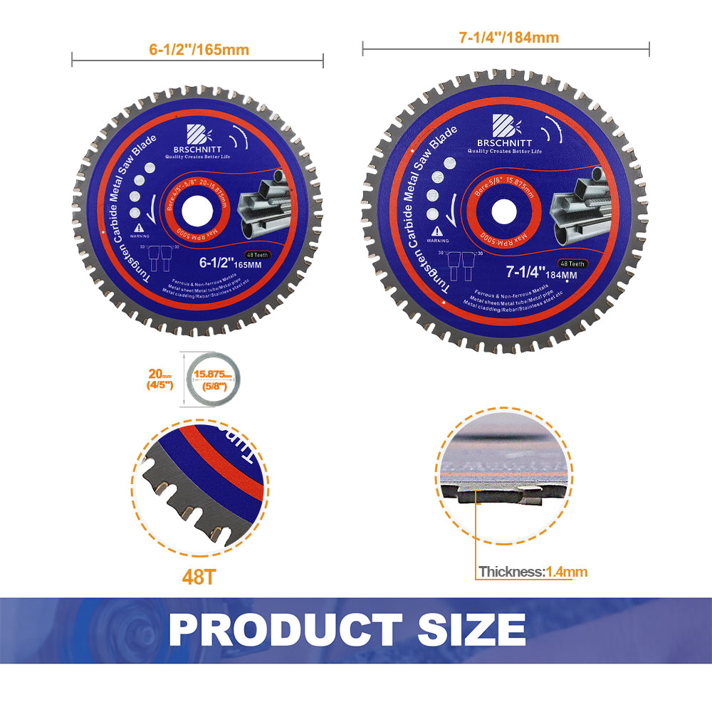BRSCHNITT 1pc/2pcs 165/184mm Alloy Saw Blades for Cutting Iron Steel Rebar Flat Bar