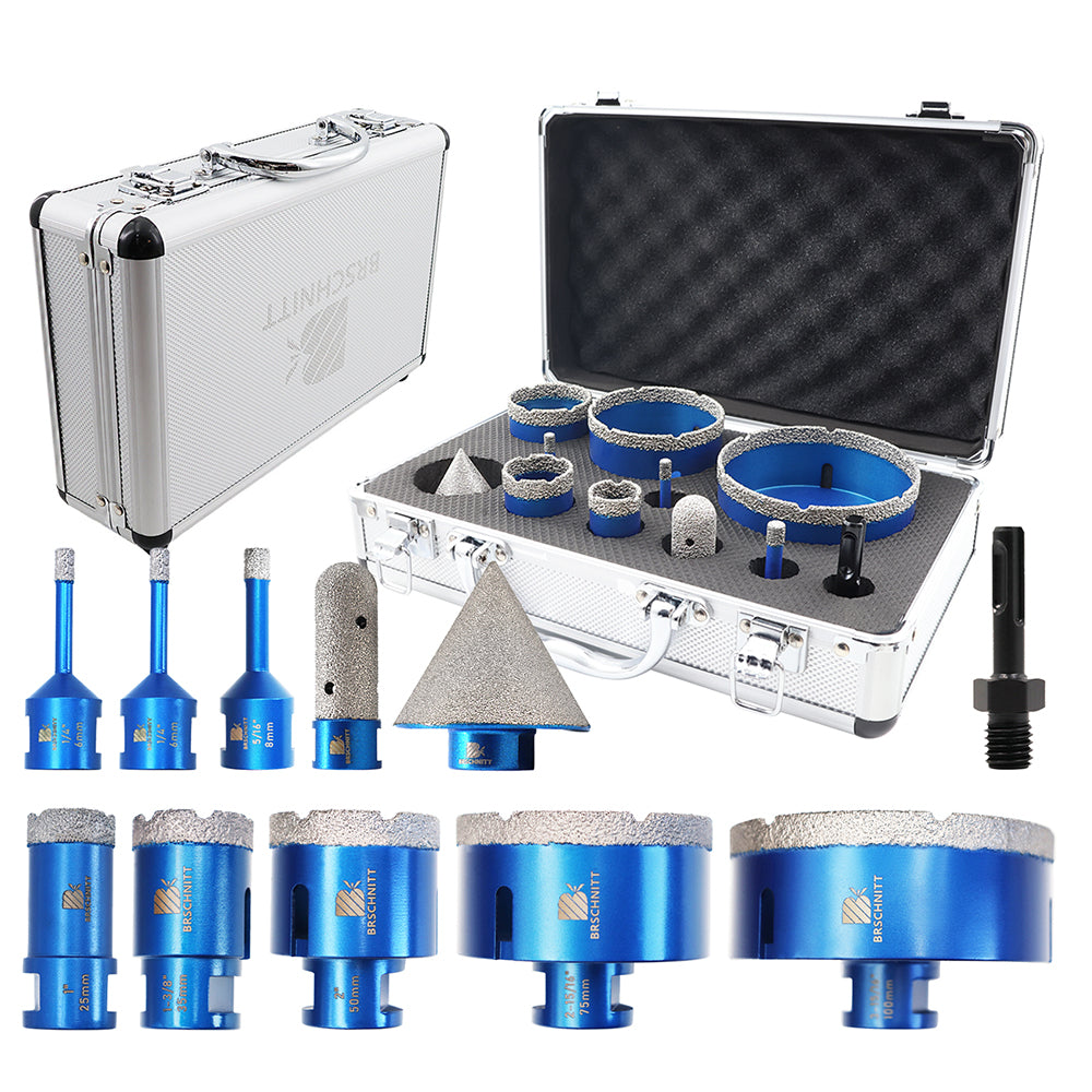 Kit de 11 forets diamantés BRSCHNITT pour le perçage de carreaux, de marbre, de céramique et de granit